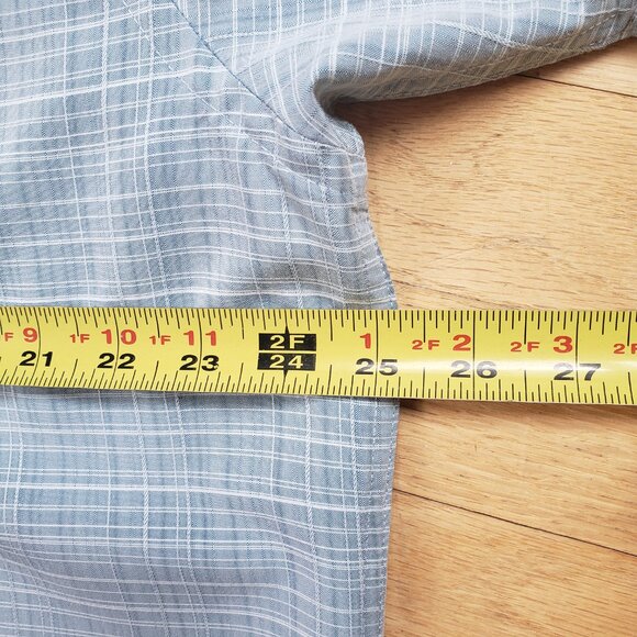 Van Heusen Men's Button-Down Short Sleeve Multitone Blue Geometric Pattern Shirt - Picture 14 of 16